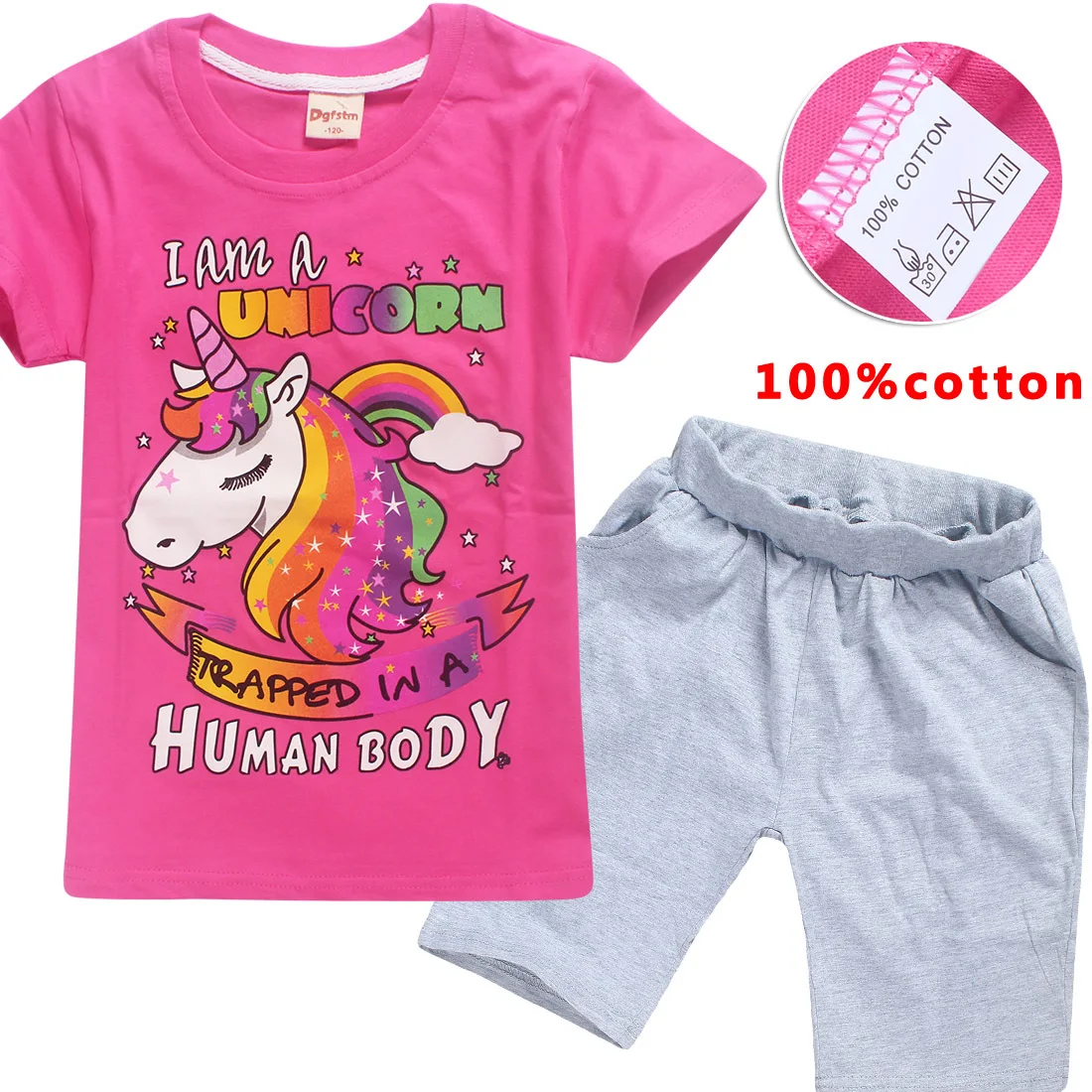 

Baby Girls Unicorn Clothes Sets Toddler T Shirt and Pants Suit Baby Girls OutsideWear Sports Suit kids Clothing Sets