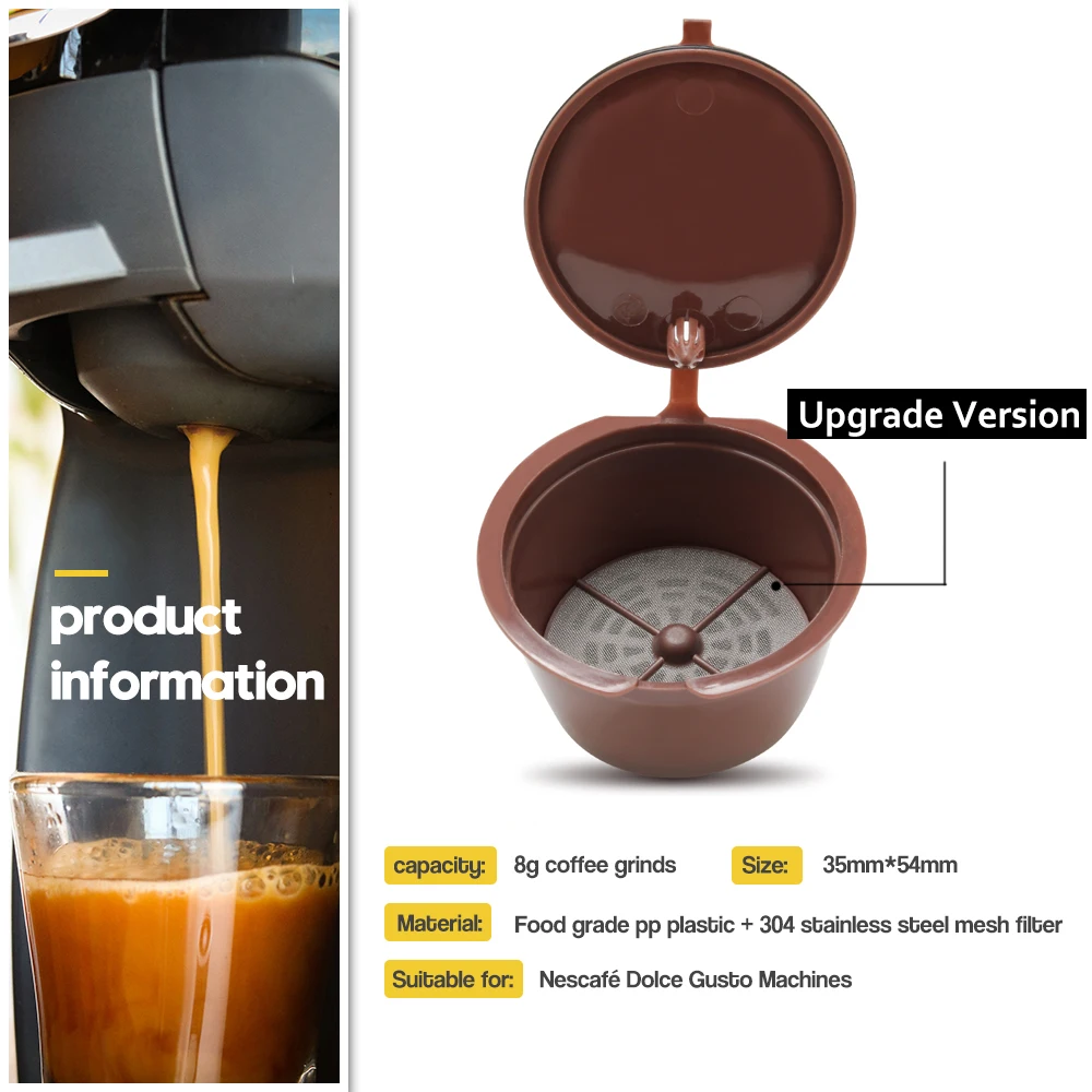 

New Upgrade Version Dolce Gusto Coffee Capsules Filter Cup Refillable Reusable Coffee Dripper Tea Baskets Dolci Gusto Capsule