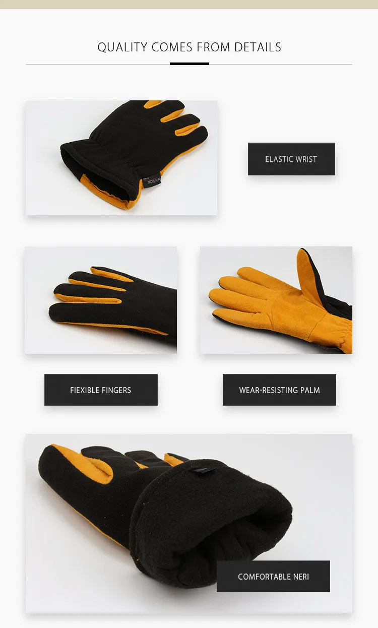 Deerskin Winter Warm Gloves Men's Work Driver Windproof Security Protection Wear Safety Working For Men Woman Gloves