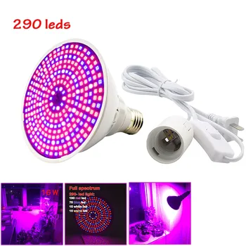 

Full Spectrum 290 LED Plant Grow Light Bulb e27 led Growing Lamp for Plants Flower with AC Power Cable for Hydroponic Greenhouse