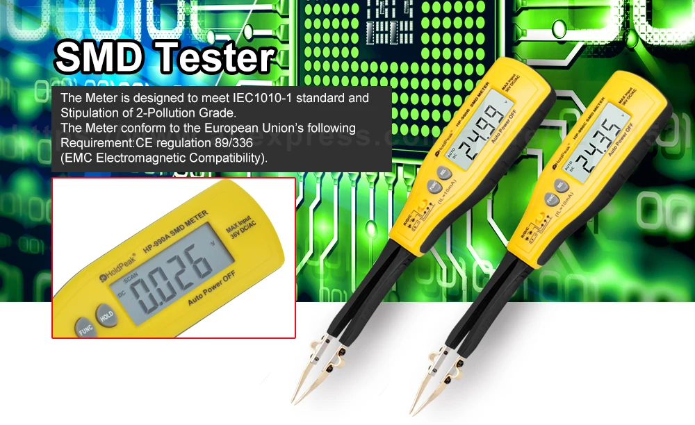 HoldPeak 990A/B/C 3000-6000 отсчетов SMD тестер Цифровой мультиметр Сопротивление измеритель емкости LCR патч-тестер диодный измеритель