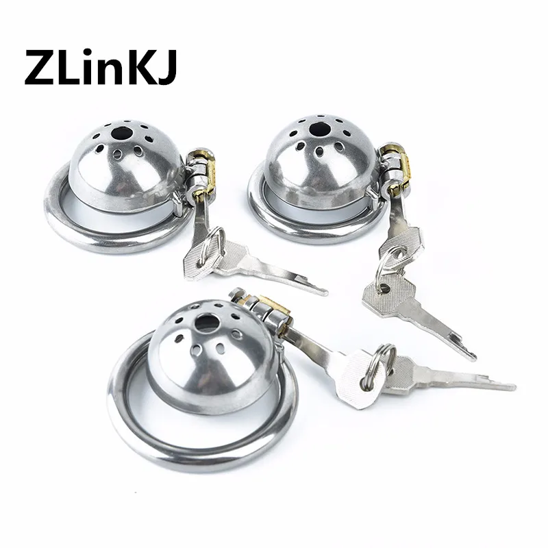 3 Size 304 Stainless Steel Male Chastity Device Super Small Short Cock Cage With Stealth Lock Ring 40mm/ 45mm/50mm