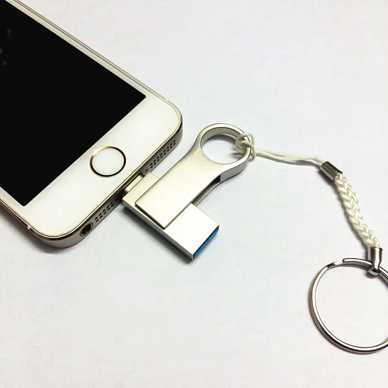 Достаточно USB флеш-накопитель для iPhone 7, 7 Plus 6 6 S ipad металлическая ручка привода HD карты памяти мобильного Otg Micro 32 ГБ 64 ГБ флешки