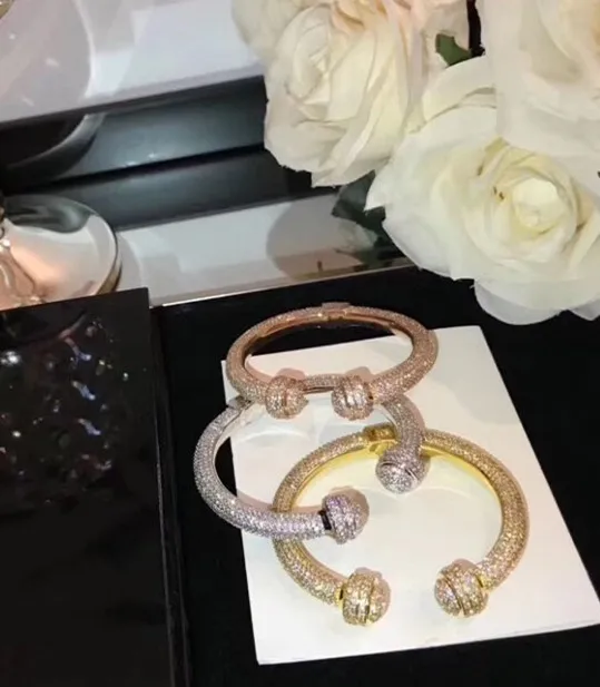 

ZOZIRI fashion Famous brand replica jewelry full of zircon round ball bangle rotate cuff bracelet party jewelry