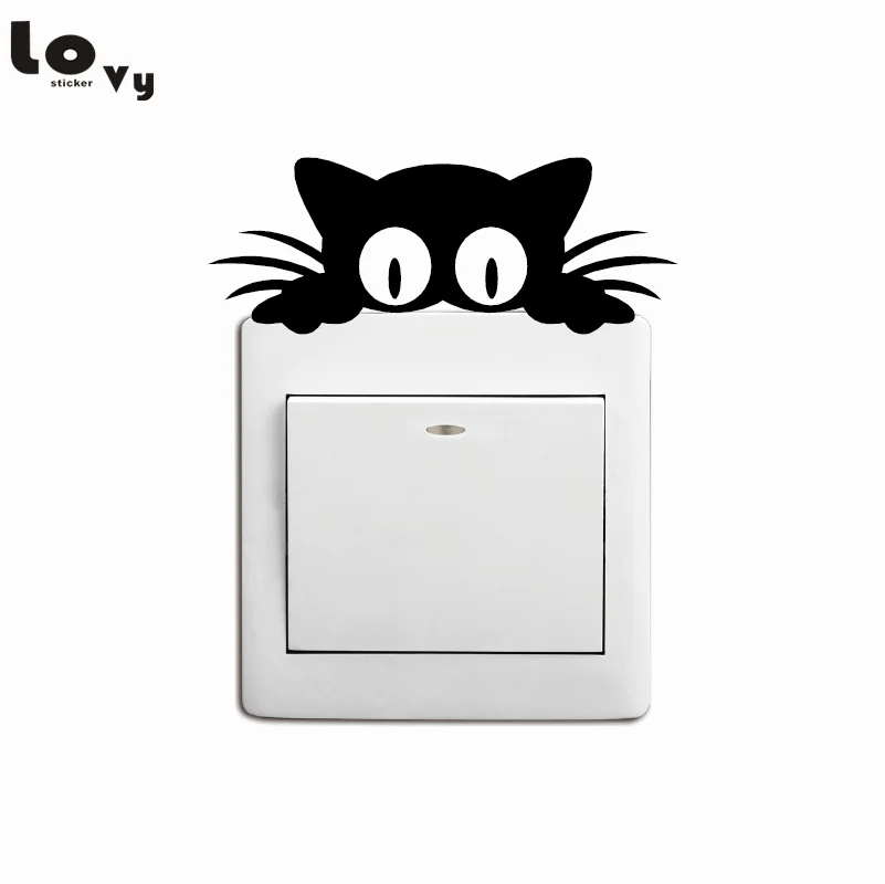 Chat Tête Lumière Interrupteur Autocollant Drôle Dessin