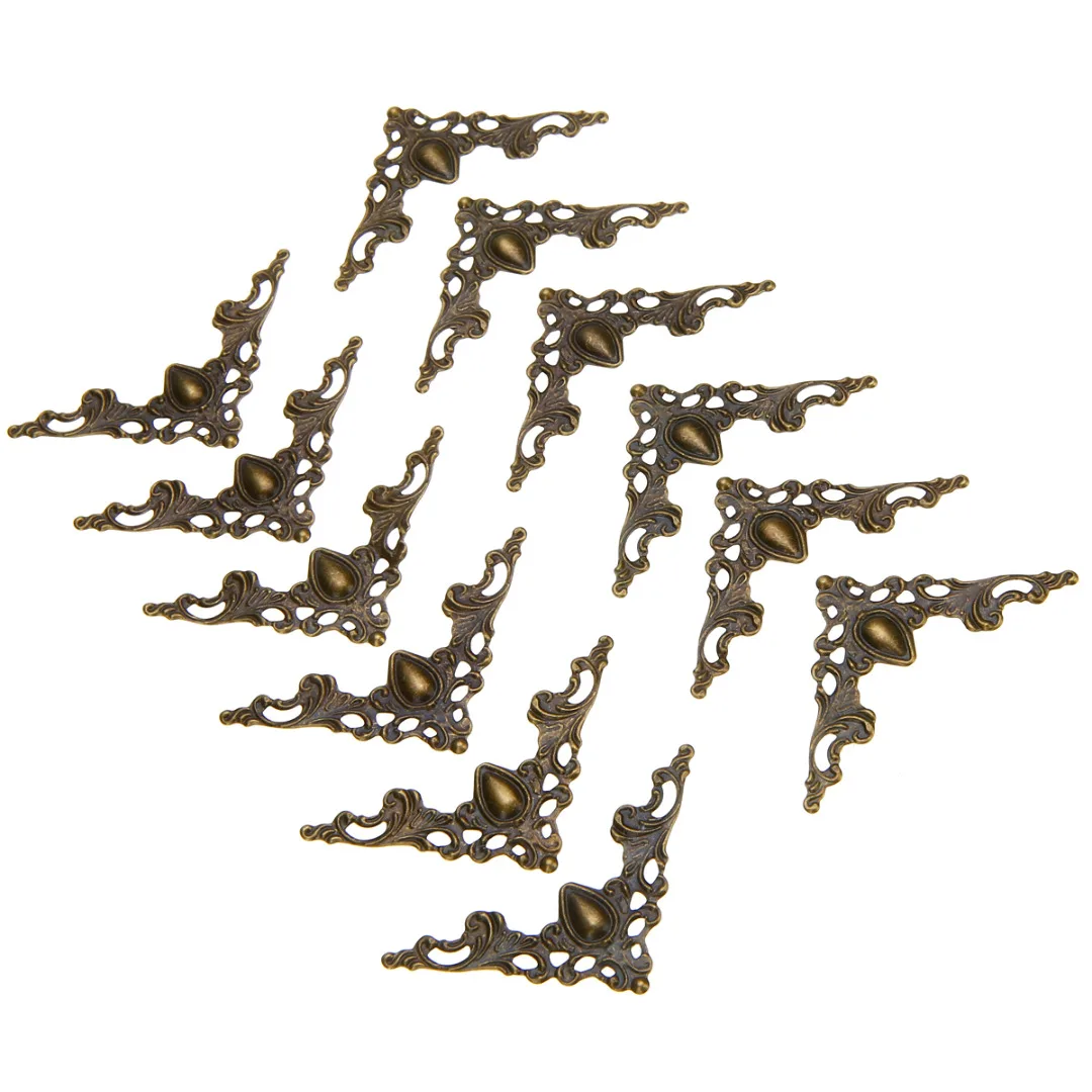 12pcs Metal Book Scrapbook Album Corner 41x41mm Silver Gold Bronze For Jewelry Gift Box Decorative Protector Cover