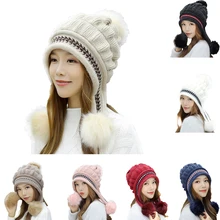 Женская зимняя Осенняя теплая ветрозащитная шерстяная шапка для велоспорта, утолщенная шапочка, вязаная шапка для волос