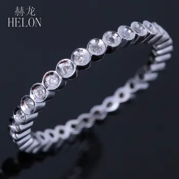 

HELON Sterling Silver 925 Natural Diamonds Wedding Engagement Ring For Women Trendy Fine Jewelry Anniversary Ring Bezel Setting