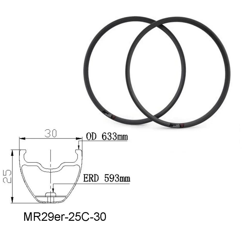 29er Full Carbon Fiber Bicycle Rim Clincher bicycle Rim 25mm depth 30mm