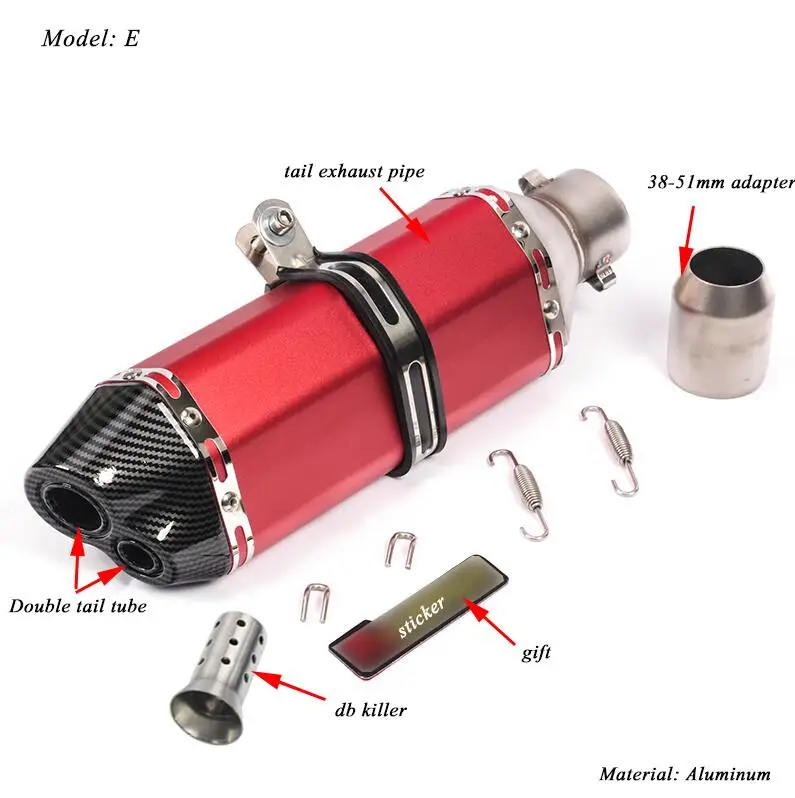 370 мм мотоциклетная алюминиевая Хвостовая система глушителя Модифицированная 38-51 мм мото-короткая выхлопная труба глушителя с DB Killer - Цвет: E