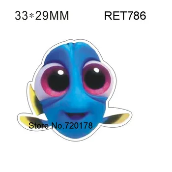 

33*29MM Cute Resin Blue fish dory Flatback cartoon resin cabochon planar DIY handmade materials 50pcs RET786H