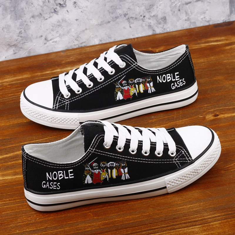 E-LOV diseño único ciencia elemento impreso zapatos de lona Tenis pisos Funny Words Graffiti parejas zapatos Casual para regalos