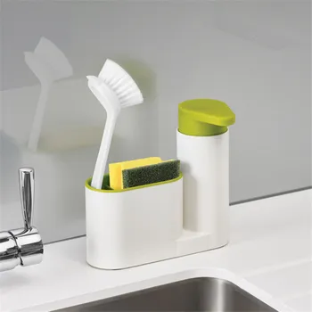

2 in 1 Multifunctional Kitchen Storage Rack Washing Sponge Brush Sink Detergent Soap Dispenser Bottle Kitchen Organizer Gadgets