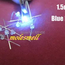 50 шт., новые 1,5 мм Мини Синий водный яркий светодиодный Светодиодный s резисторы Сделано в Тайване