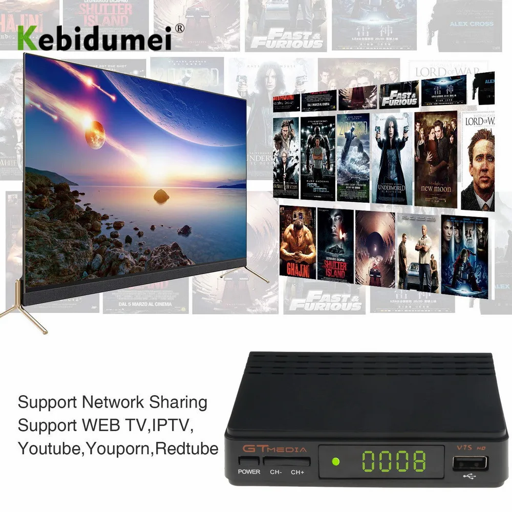 Kebidumei спутниковый ТВ приемник декодер Freesat V7 HD DVB S2 + USB Wfi с 4 линиями Европа CCCam