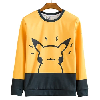 

[STOCK]Game Pokemon Go! Pikachu Full Color Printed Fleece Pullover Top Cosplay Hoodie NEW 2018 free ship