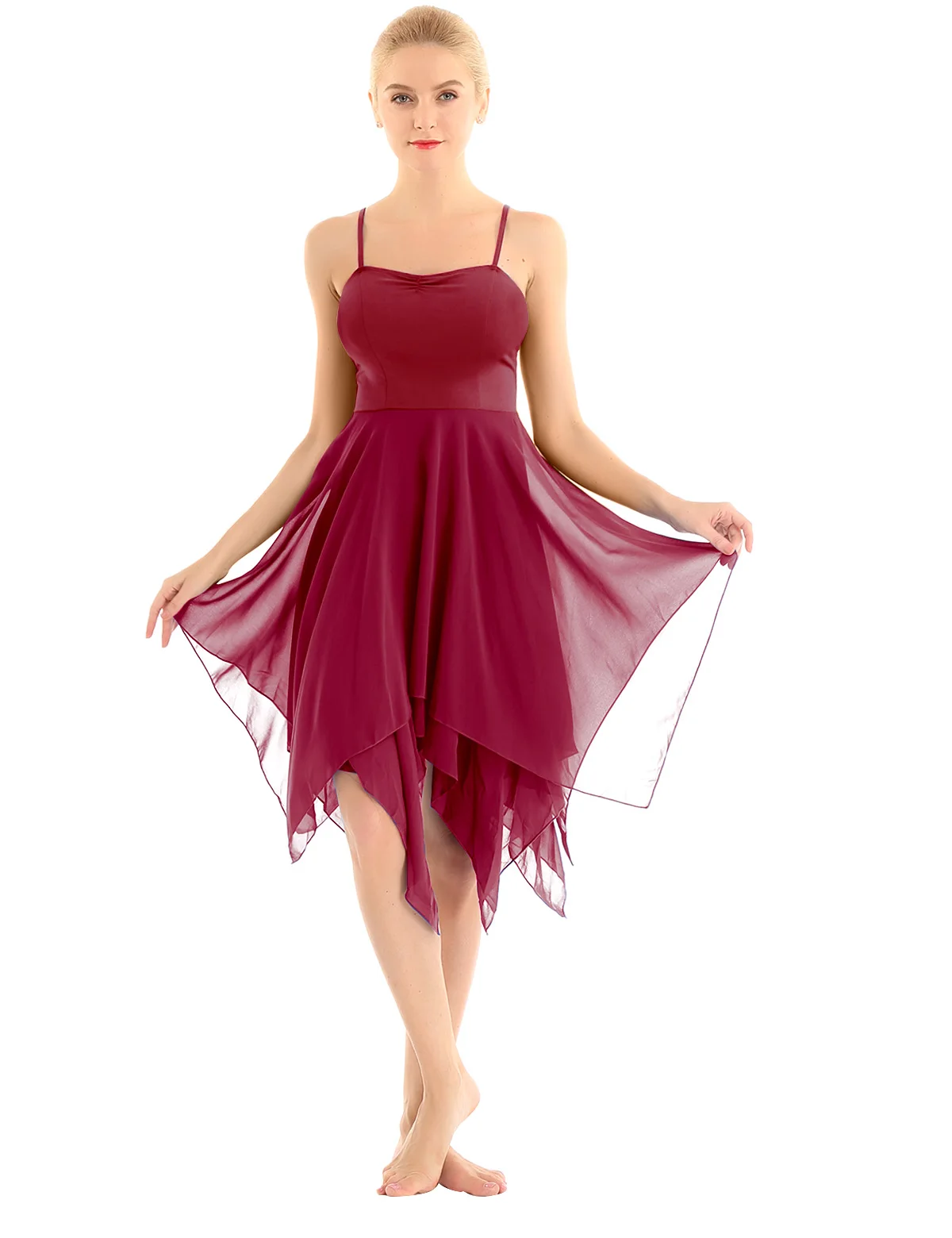 Женское платье для взрослых асимметричное балетное платье шифоновое лирическое танцевальное платье Современная балетная одежда для