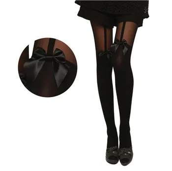 

Sexy Cute Tattoo Mock Bow Suspender Stocking Adult Sexy Legs Stockings for Women