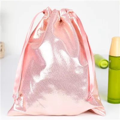 Big Size Soft PU Leather Sequin Pink Drawstring Pouch Bag /Wedding candy packing Drawstring Pouch