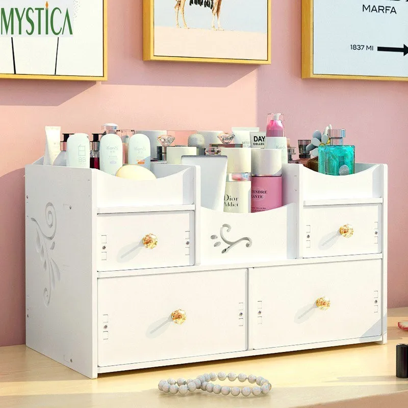  Nordic Desktop Cosmetic Organizer Box Home Plastic Drawer Dresser Storage Boxes Makeup Skin Care Je