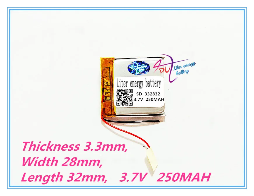 332832 3 7 V 250MAH литий полимерная батарея GPS регистратор вождения MP3 MP4 MP5 планшетный ПК