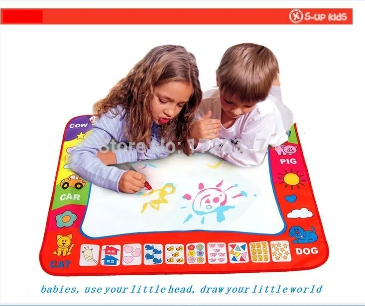 

Free shipping 80X60cm Water Drawing Toys Mat Aquadoodle Mat&2 Magic Pen/Water Drawing board/baby play mat kids stencil WJ027