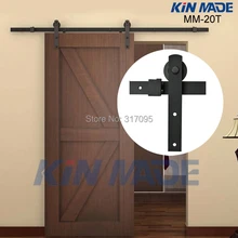 KIN MADE Free shipping-Home DIY Steel Sliding Barn Door Hardware-Rustic Wood Door Closet Hardware 4.1ft/5ft/5.2ft/6ft/6.6ft/8ft