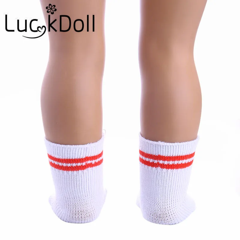 Носки в полоску LUCKDOLL подходят для детей 18 дюймов, американские 43 см, аксессуары для кукол, игрушки для девочек, поколение, подарок на день рождения