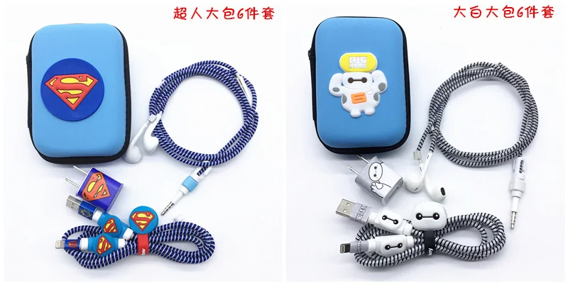 Три в одном мультфильм USB кабель наушник протектор наушники линия сохранения для мобильного телефона зарядки линии Защита кабеля данных