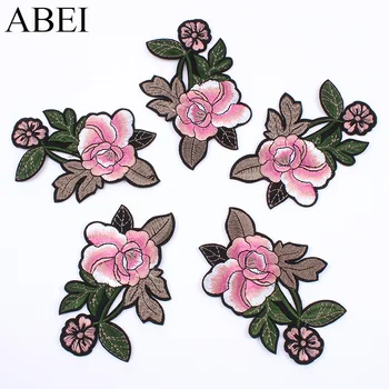 

10pcs/lot Iron On Clothes Peony Flower Sticker Embroidery Clothing Patch DIY Dress patches Garments Jeans appliques Coats Badge
