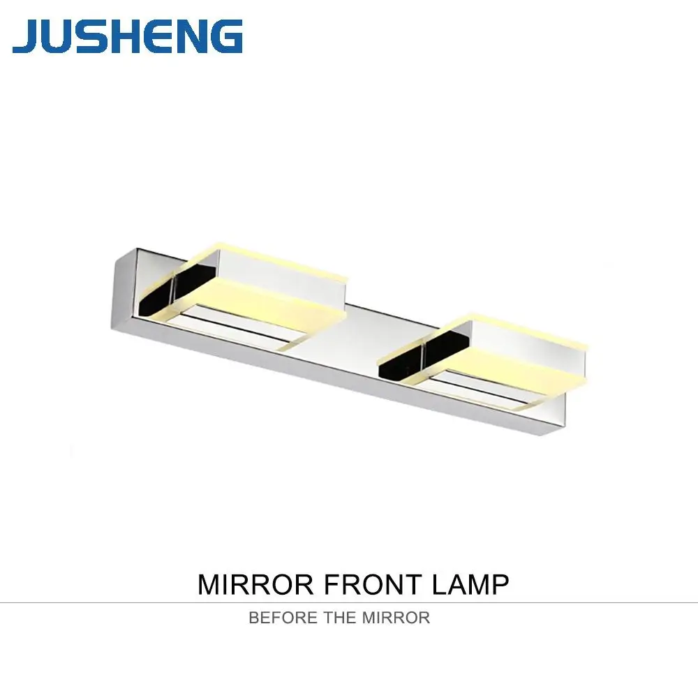 JUSHENG New Modern 2-lights LED Mirror Lamp 8W Bathroom Wall Lighting Fixture Stainless Steel Base Acrylic LED Wall Lights 32cm