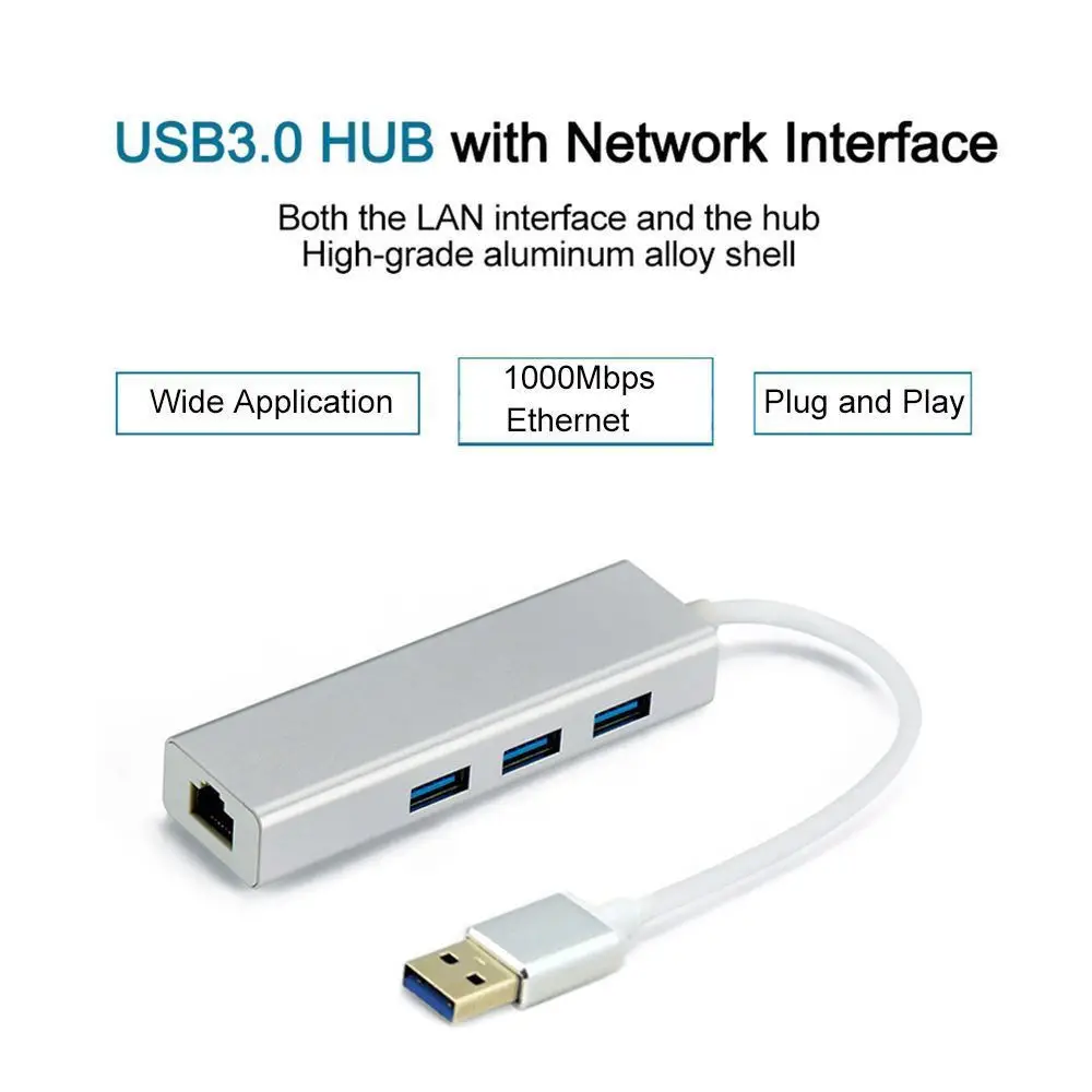 3 порта USB 3,0 Gigabit Ethernet Lan RJ45 сетевой адаптер концентратор до 1000 Мбит/с Mac PC Gigabit USB3.0 Ethernet адаптер 3B24