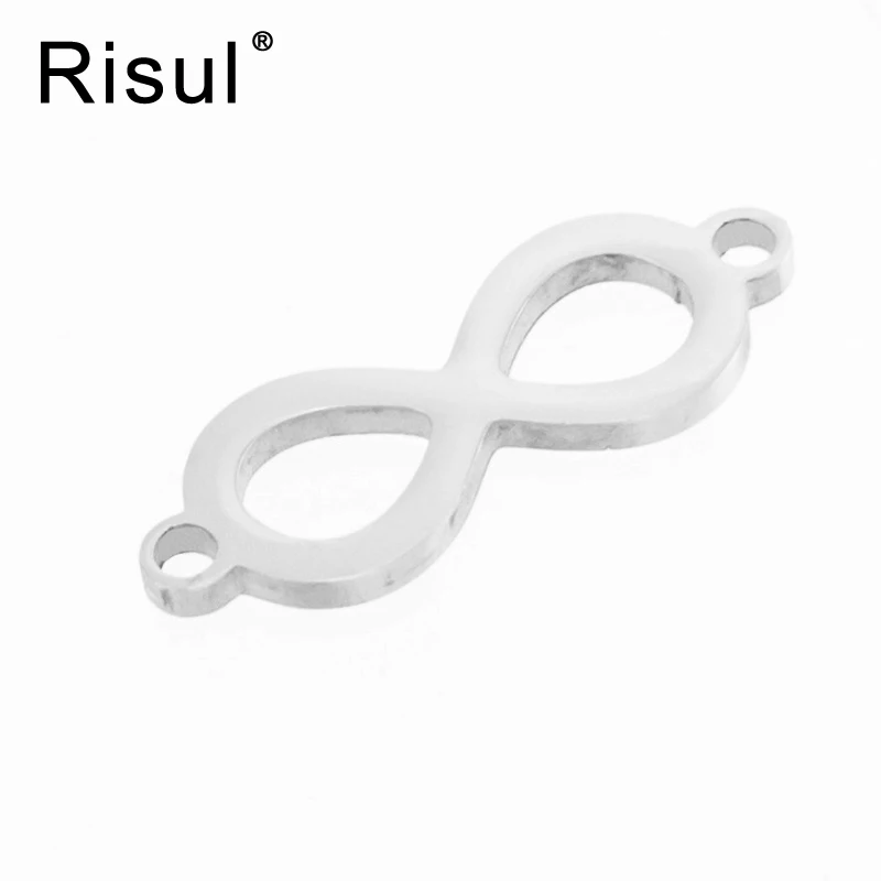 Risul Infinity Shape 8 letter Small Charm 2 ear loops pendant for Bracelet Necklace Diy jewelry make S.steel wholesale 50pcs | Украшения и