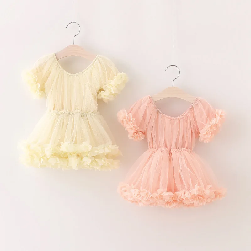 

Sweet Girl Summer Dress Lace Petals TUTU Dresses Baby Girl Kids Party Dress Princess Costume