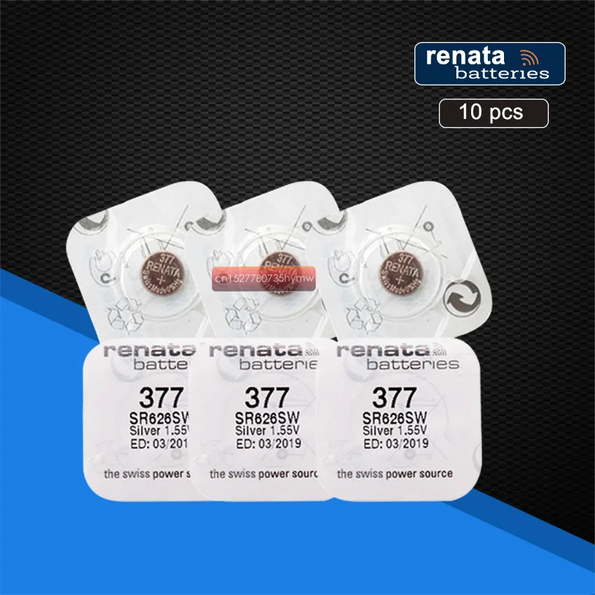 10 упаковок Renata 377 100% оригинальный новый долговечный SR626SW SR626 V377 часовая батарейка