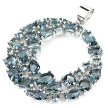 Luna Azul Londres Toaz SheCrown SheCrown Creado 925 Colgante de Plata de La mujer 38x31mm
