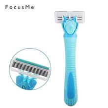 FocusMe 1 бритвенная ручка 4 лезвия для бритья для женщин бритва безопасная 6 слоев лезвия Замена триммер для волос на теле для Venuse