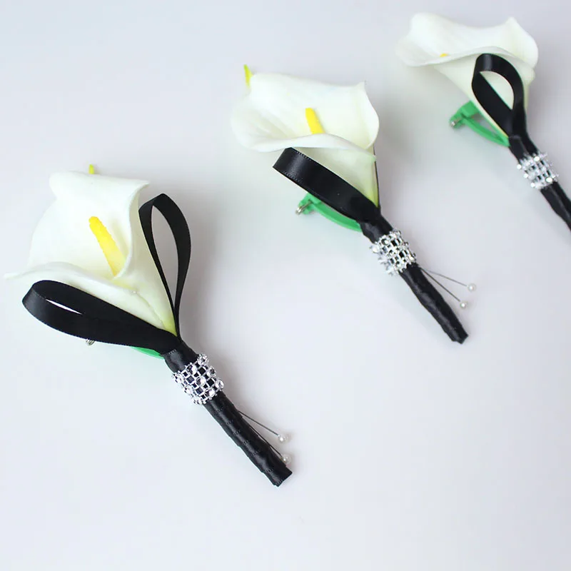 white black wedding boutonniere  (11)