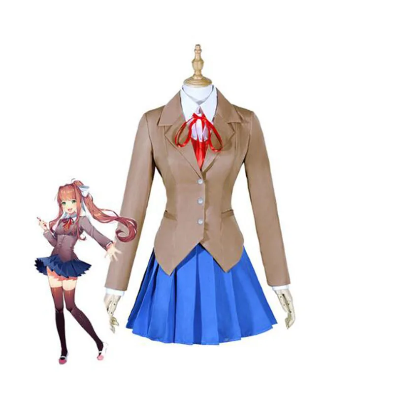 Doki литературный клубный костюм для косплея игра DDLC Monika Косплей Костюм Школьная