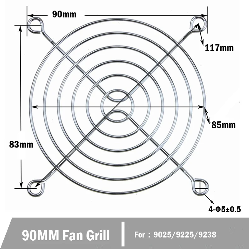 5 шт. охлаждающий вентилятор в корпусе компьютера решётка вентилятора металлической проволоки защитная решетка 30/40/50/60/70/80/90/120/135/140/150/170/200 мм металлический решётка вентилятора - Цвет лезвия: 90MM Fan Grill