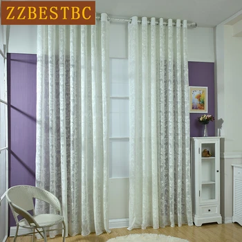

Lace Jacquard Screen for Kitchen Deluxe European Voile Curtain for living room bedroom Luxury tulle curtains 4 colors to choose
