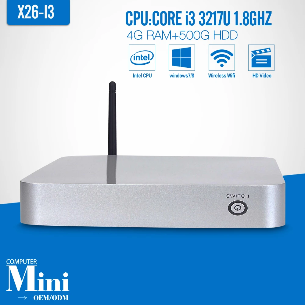 Core i3 3217U 4G RAM 500G SSD With WIFI Mini PC Win7 / Linux / Windows Desktop Thin client Macro Computer Mini PCs