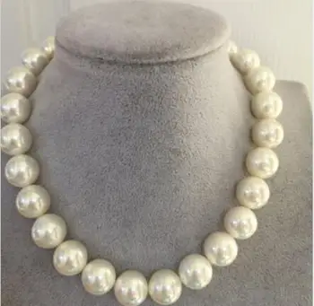 

free shipping Noble jewelry huge Natural 12-15mm Australian south seas white Pearl Necklace