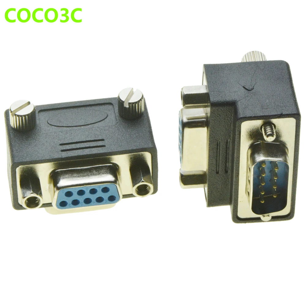 

Right Angle DB9 Adapter 9 PIN RS232 Male to Female Serial Extension Cable with screws pannel 90 Degree COM Connector