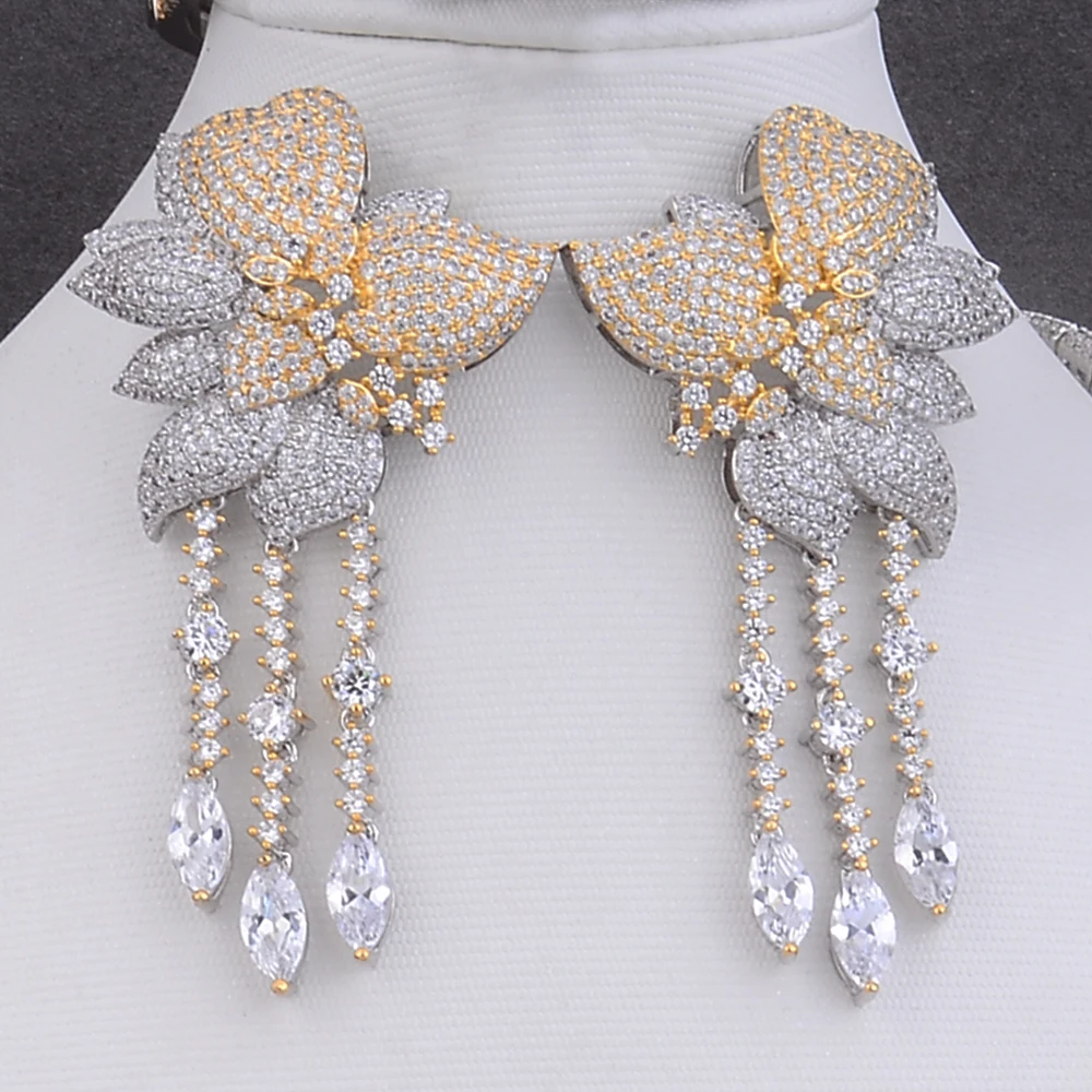 GODKI Newest Luxury Tassels African Necklace Earring Set Jewelry Sets For Women Wedding Zircon CZ Dubai Bridal jewelry Sets 2018
