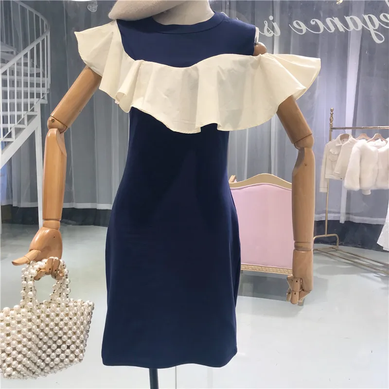 Женское платье ALPHALMODA летнее трикотажное с коротким рукавом и оборками|Платья| |