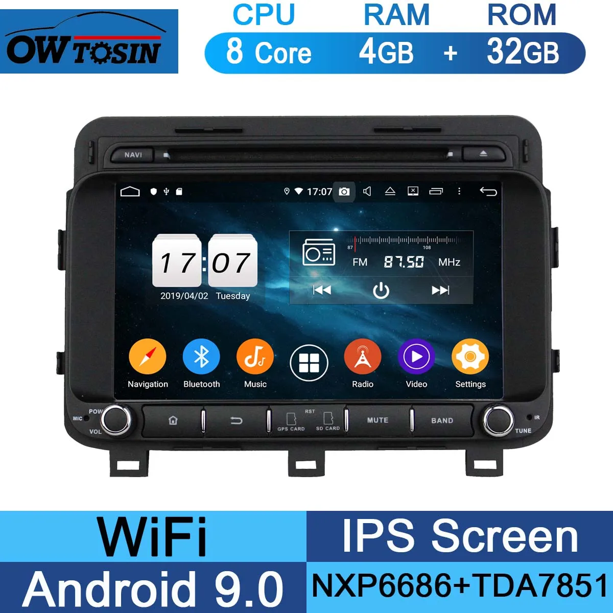 " ips 1920*1080 8 ядерный 4 Гб ram+ 64 Гб rom Android 9,0 автомобильный dvd-плеер для Kia OPTIMA K5 DSP радио gps Parrot BT Adas - Цвет: 32G