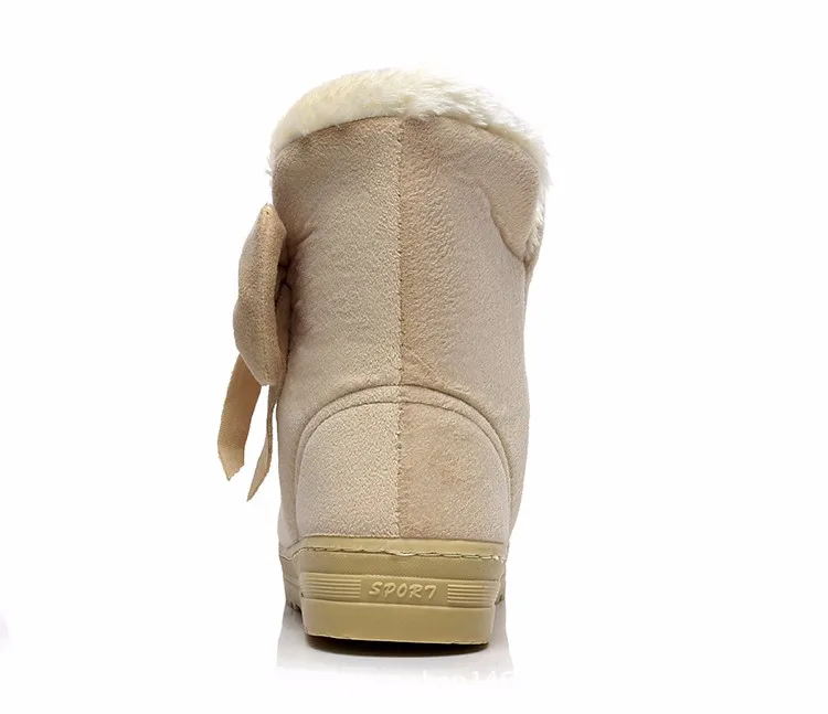Women Snow Boots 2016 Warm Solid Plus Velvet  Flat Women Boots Winter Bowtie Casual Shoes Round Toe Wild Ladies Shoes SNF905 (12)