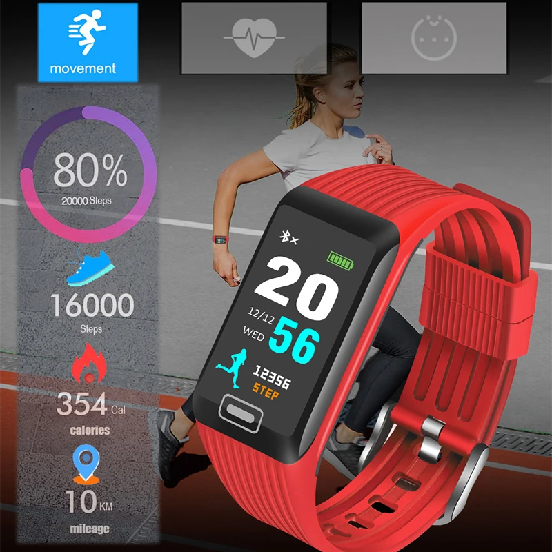 2019New Men Women Sport smart watch Fitness tracker Smart Waterproof Pedestal Watch Colorful LED Touch Screen Smart Watch+B