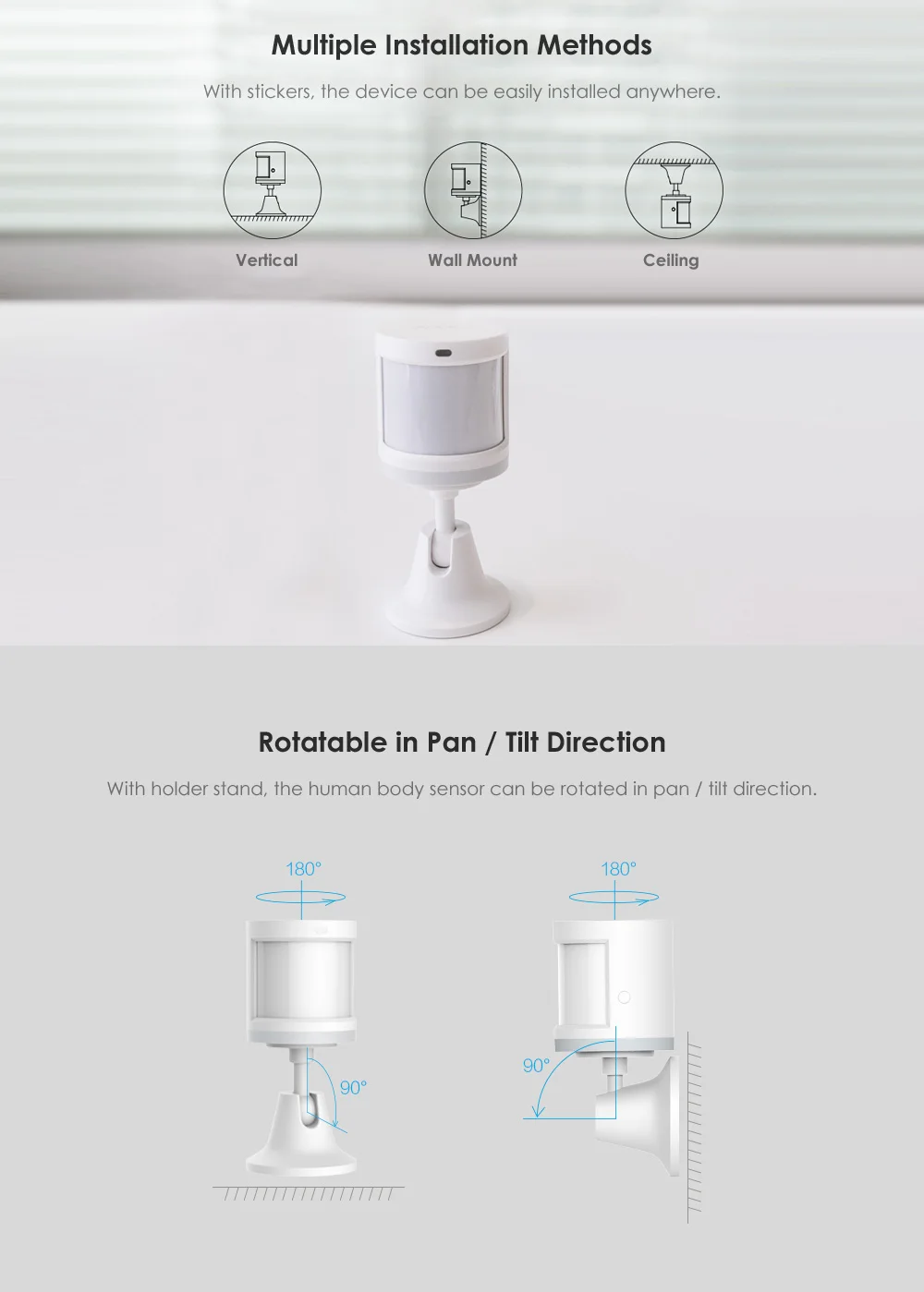 Xiaomi Aqara MIJIA human Body Sensor ZigBee Wireless Connection Light Intensity Sensors Mi home APP Control Work with Xiaomi Gat (42)